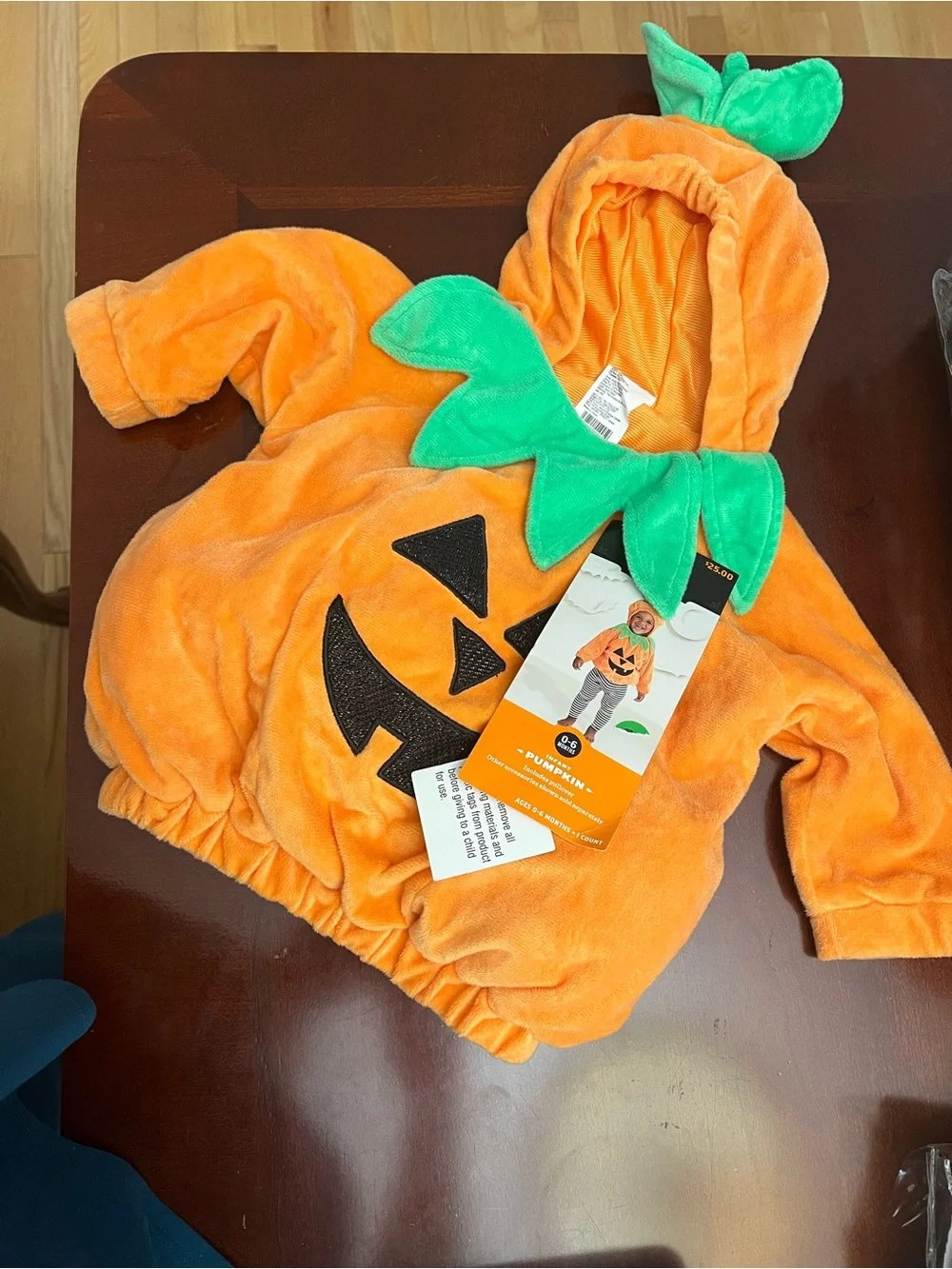 Hyde and Eek Infant Pumpkin Hooded Costume - Orange with Green Leaf Collar